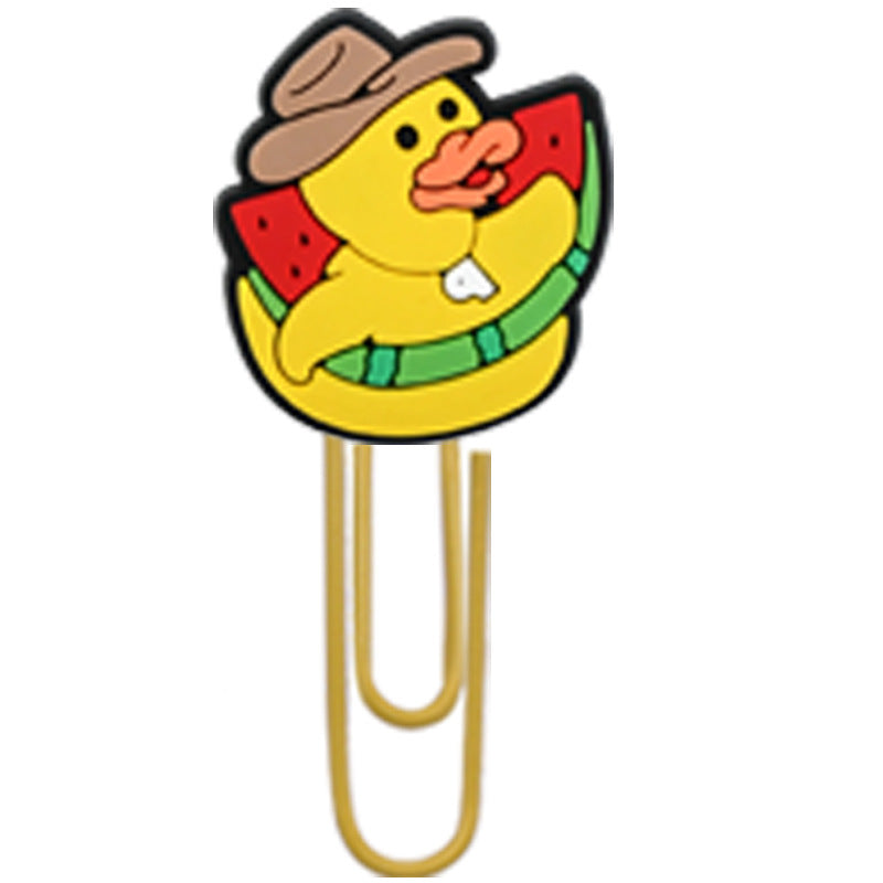 Wholesale Random 50pcs Little Yellow Duck Metal Soft Rubber Paperclip Bookmarks