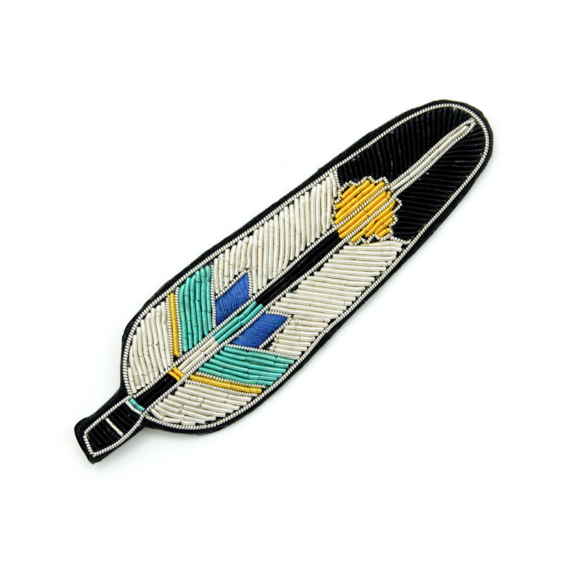 Wholesale 2pcs DIY Hand Embroidered Indian Silk Colorful Feather Cloth Patches Hat Clothes Accessories FS