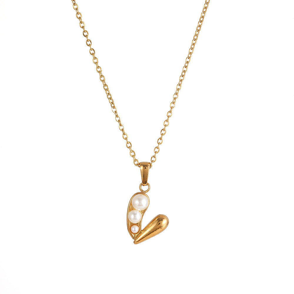 Wholesale Pearl Casting Love Pendant stainless steel necklace