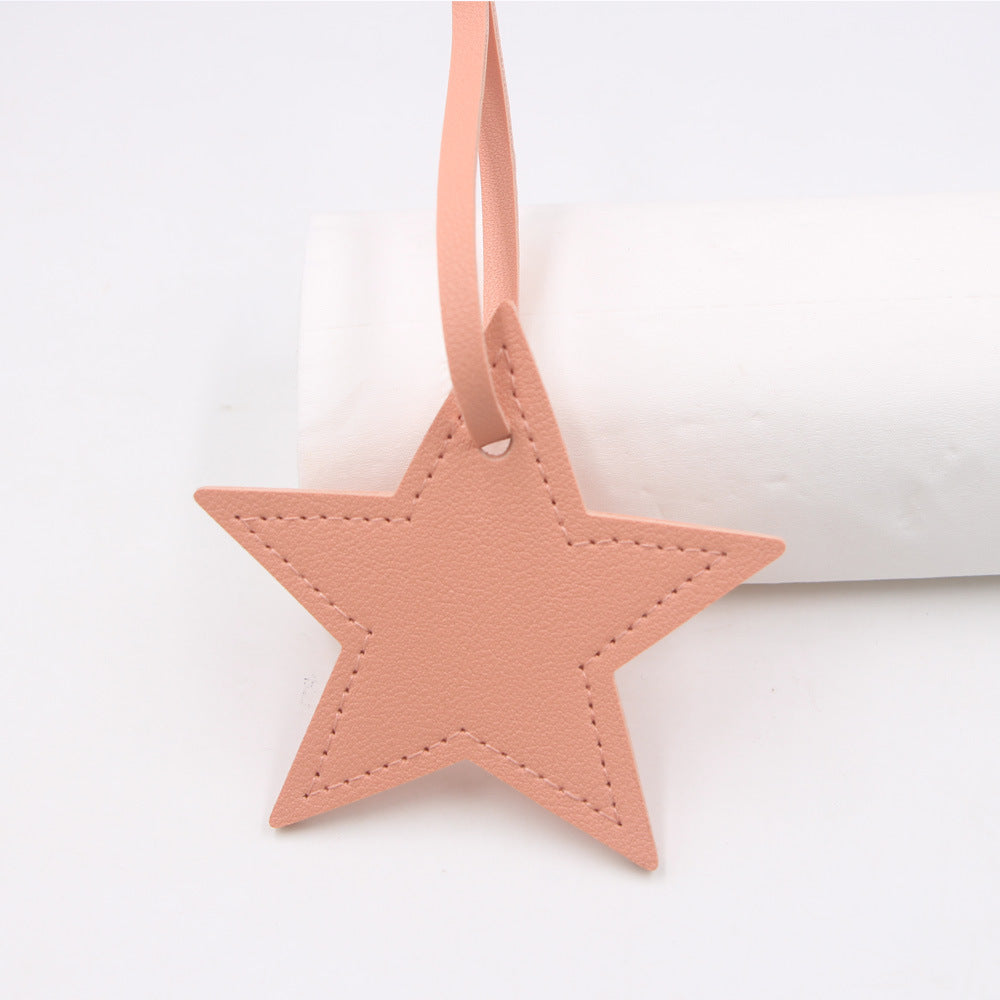 Wholesale Black PU Leather Star Bag Charm Five Point Star Pendant Lanyard Everyday Decorative Accessory For Handbags Boutique Resale