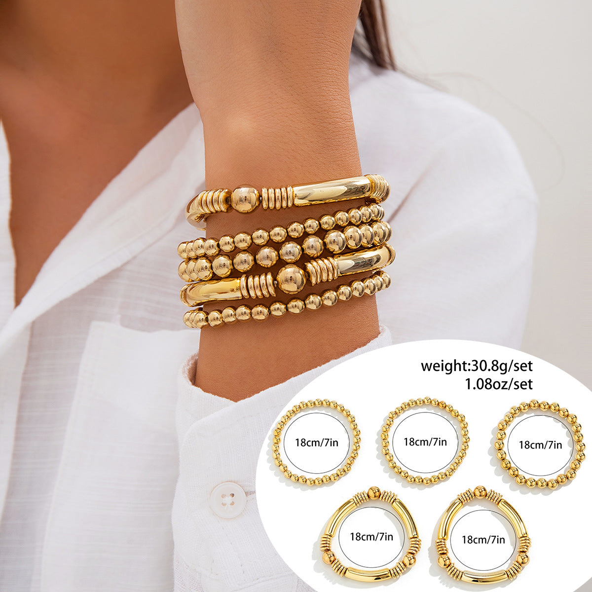 Wholesale Sweet and Cool Beaded Hot Girl Heart Pendant Metal Bracelet