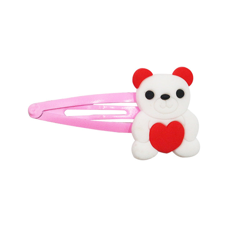 Wholesale Valentine's Day Children's Hairpin PVC Soft Glue Pink Hairpin