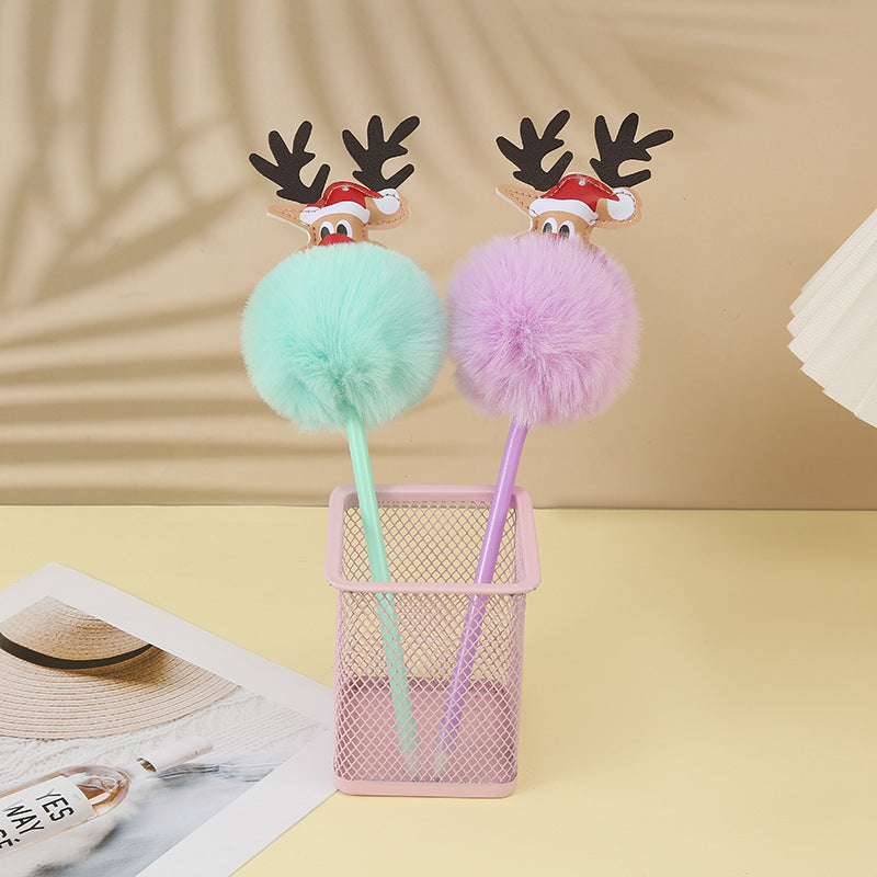 Wholesale Christmas Elk Plastic Plush Cartoon Ballpoint Pen