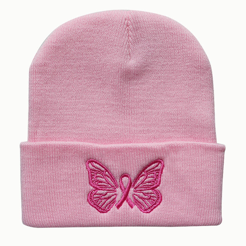 Wholesale Butterfly Embroidery Beanie Warm Acrylic Knitted Beanie