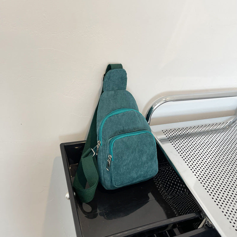 Wholesale Solid Color Chest Bag, Velvet Canvas Bag, Single Shoulder Crossbody Bag