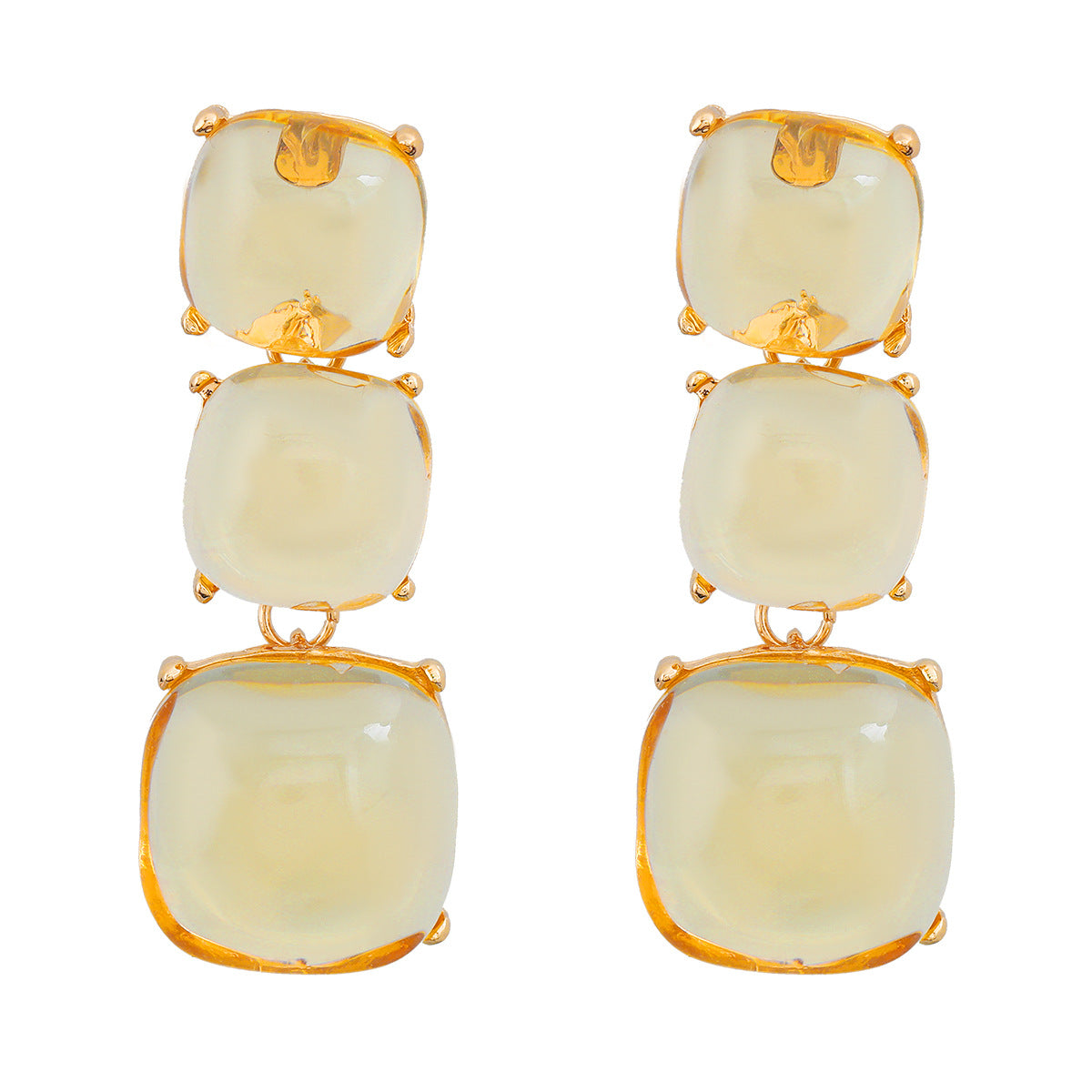 Wholesale Geometric Multi-layered Square Alloy Resin Earrings