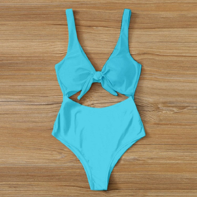 Wholesale One Piece Bikini Color Block Beach Resort Hot Spring Swimsuit
