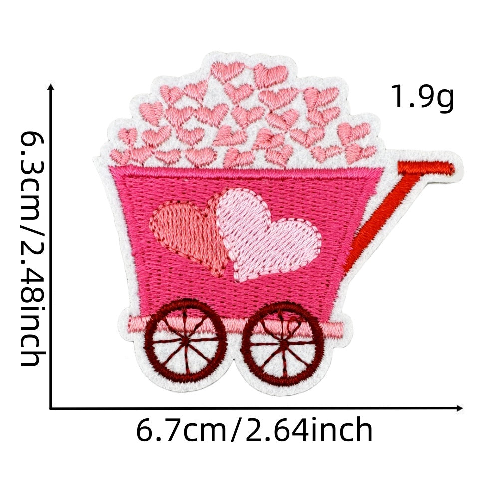Wholesale Embroidered Iron On Patch Pink Valentine Hearts Cute Bear Design Wedding Scrapbook Decor Fashion DIY Accessory