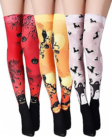 Wholesale Halloween Black Bat Pumpkin Striped Socks