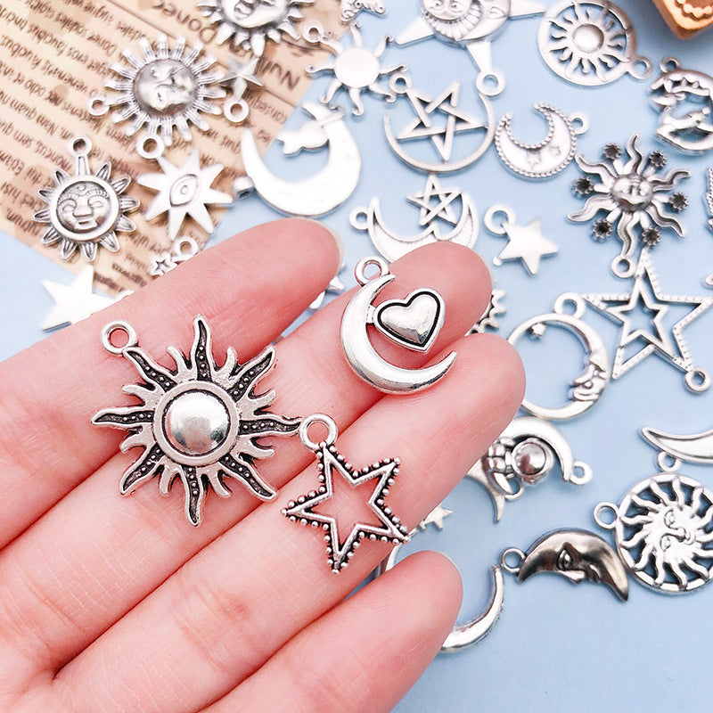 Wholesale Retro Alloy Star Moon Hollow Handmade Necklace Bracelet Pendant