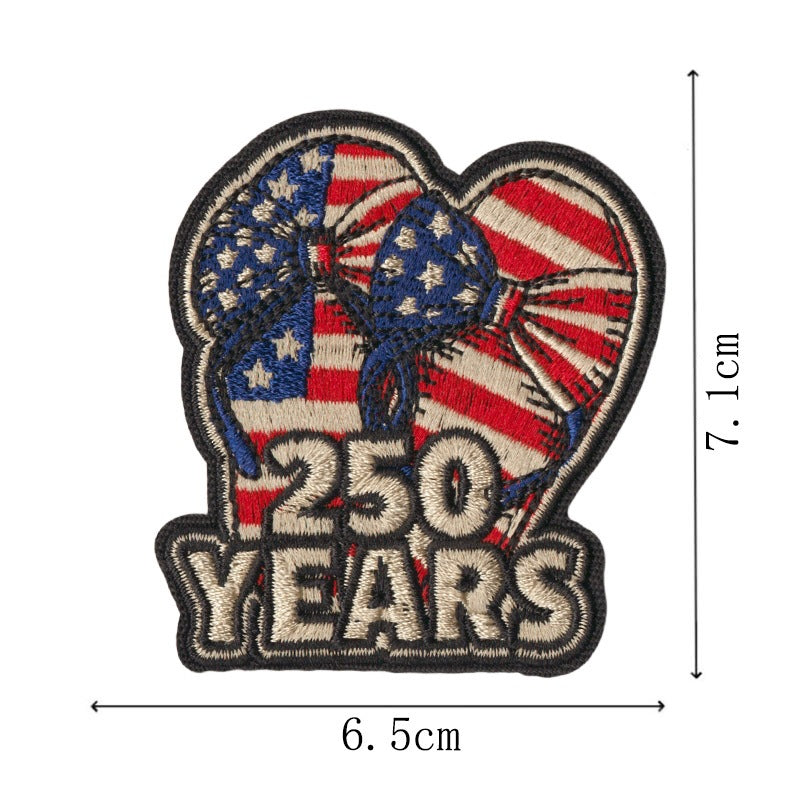 Wholesale Polyester Cotton Iron On Embroidered Patch Set Patriotic USA Eagle Flag Heart Design DIY Fashion Accessory For Coat Decor