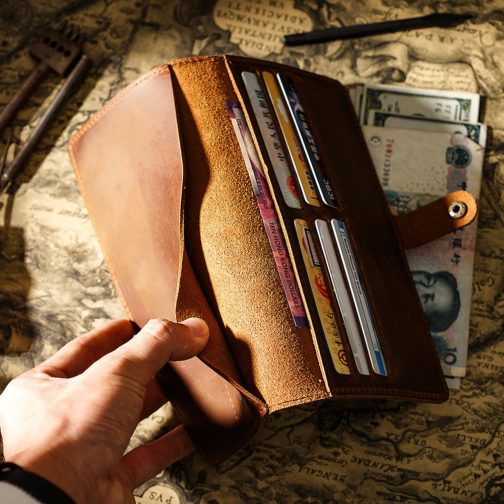 Wholesale Crazy Horse Leather Half Fold Pure First Layer Cowhide Vintage Wallet