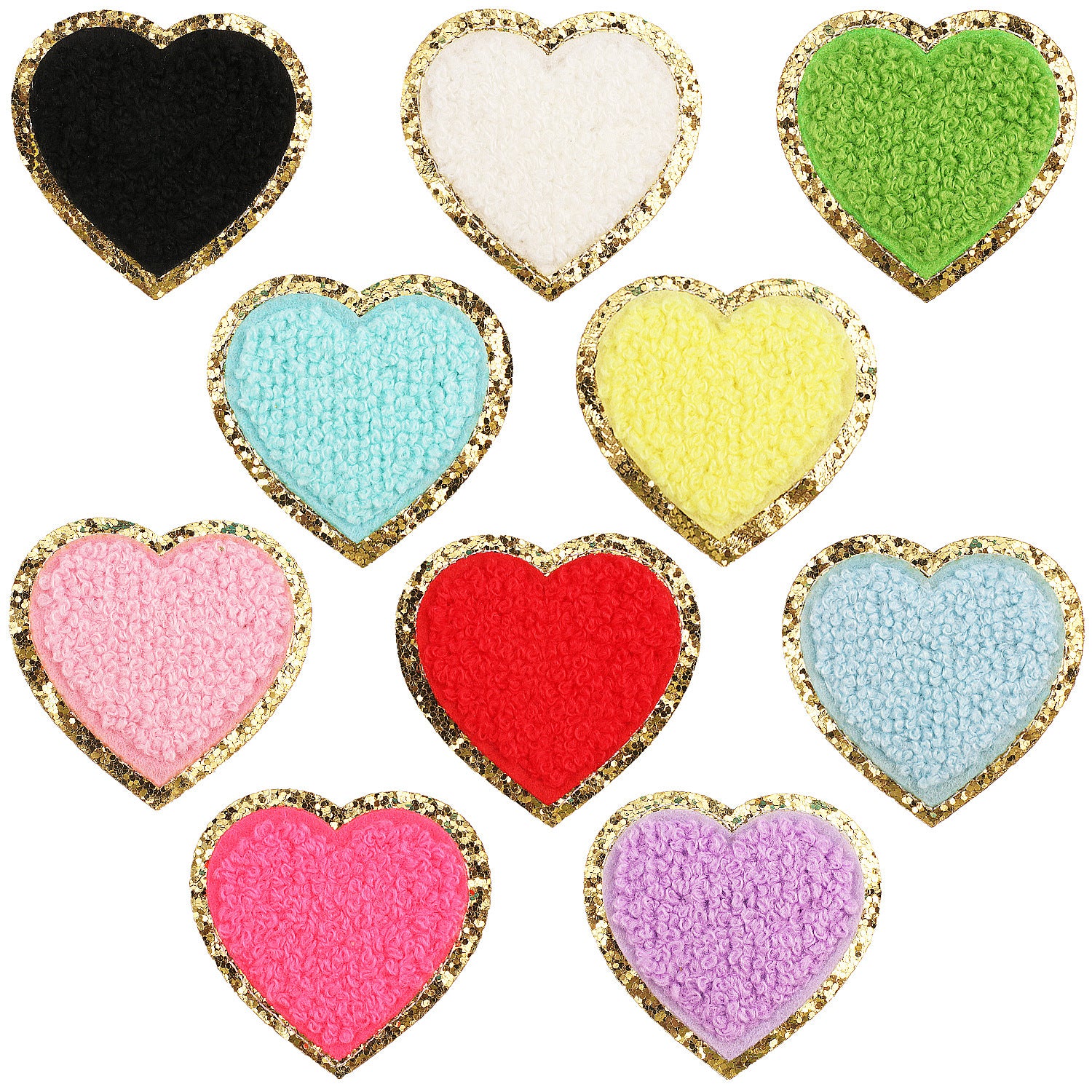 Wholesale Towel Embroidery Heart Glitter Patch Stylish Decorative Applique For Clothing Casual DIY Craft Supply