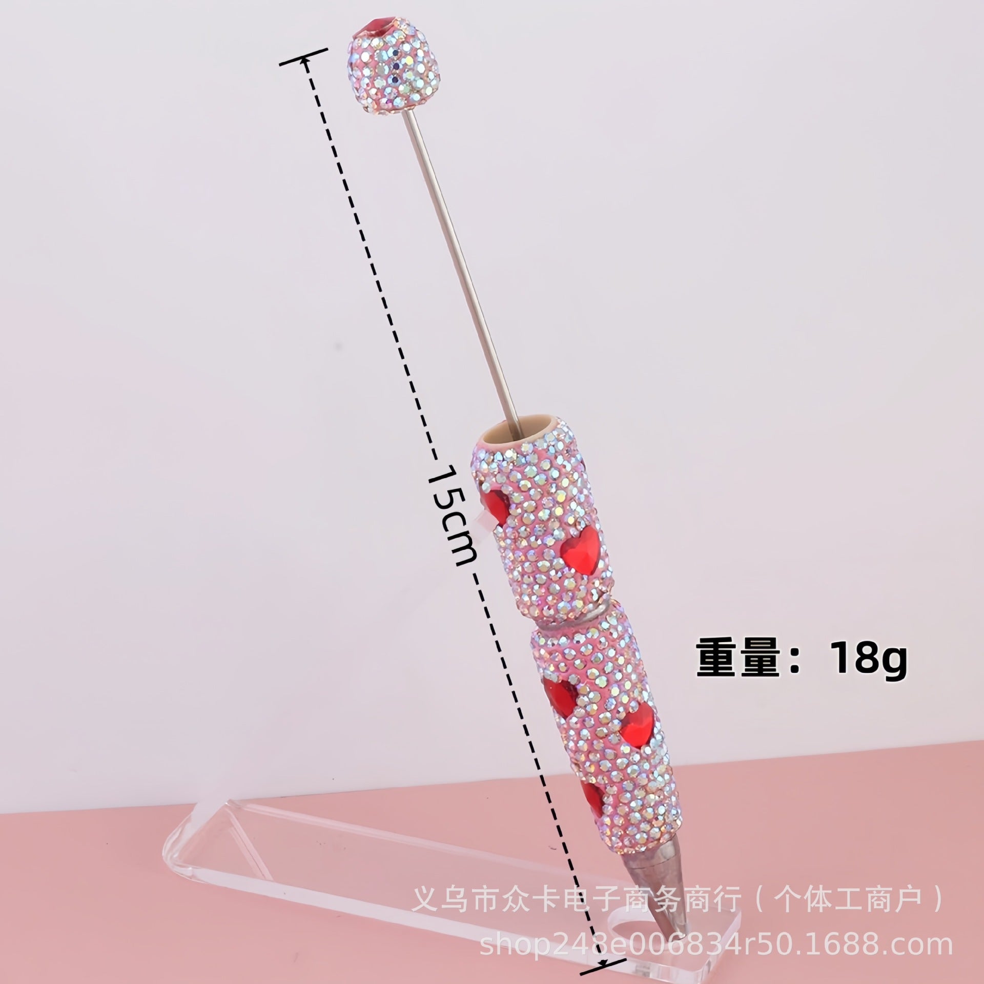 Wholesale 10pcs Heart-Shaped Colorful  Full Diamond  DIY Fancy Beadable Pens