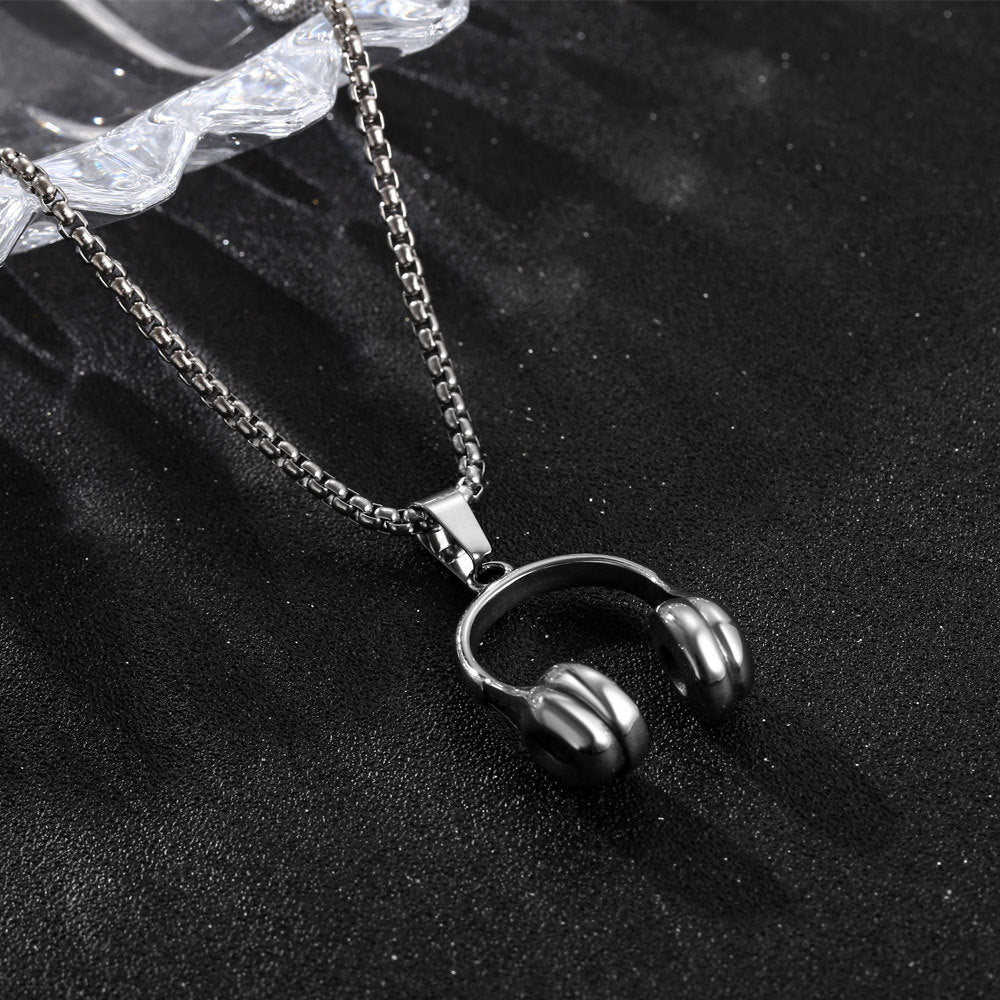 Wholesale Fashionable and simple music earphones titanium steel necklace