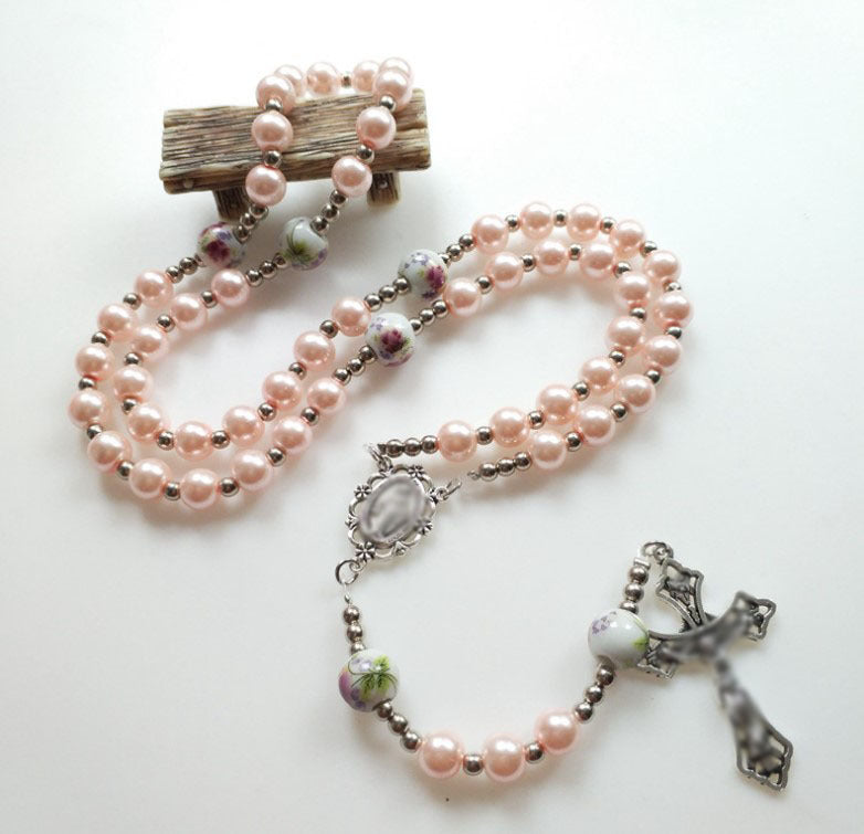 Wholesale Ceramic Rose Glass Pearl Pendant Men's and Women's Versatile Sweater Chain