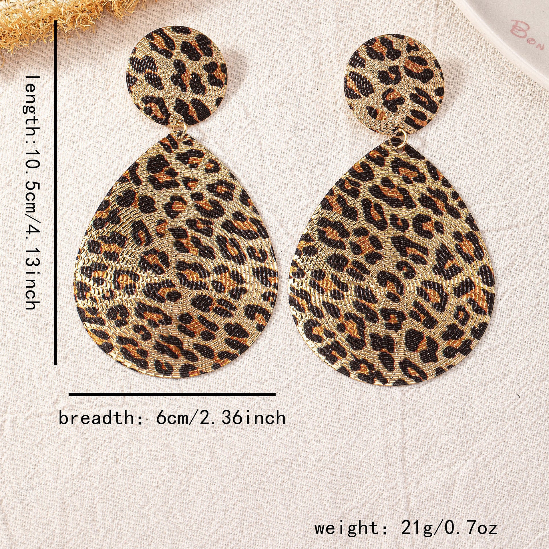 Wholesale Fashion Leopard Print Round Drop Earrings Retro Geometric Earrings For Women Party Jewelry Accessory