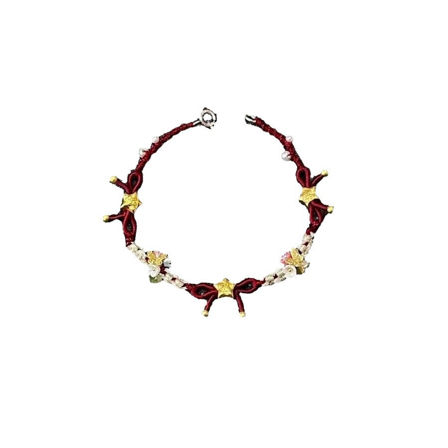 Wholesale Small star colorful flower handmade woven bracelet