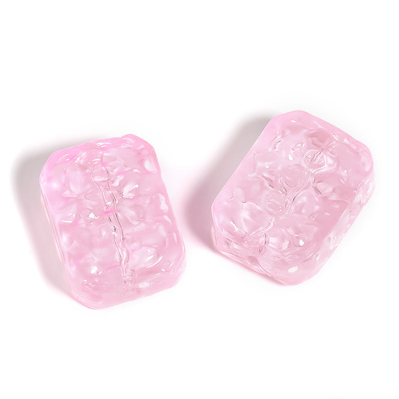 Wholesale 100pcs Glass Double Sided Flower Sign Imitation Jade Square Sign Through Hole Beads DIY