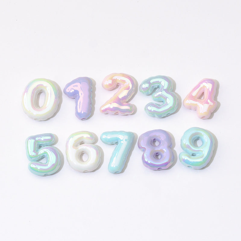 Wholesale DIY Digital Loose Beads Transparent Frosted Three-dimensional Through-hole Beads