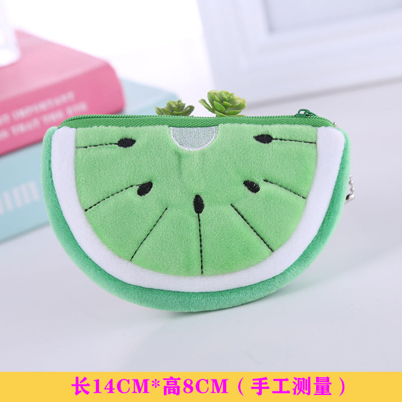 Wholesale Cartoon Fruit Plush Mini Purse Keychain