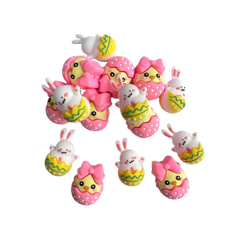 Wholesale 10pcs Cartoon rabbits ducks Easter Silicone  Focus Beads