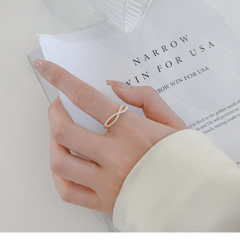 Wholesale Cross Bow Pearl Micropaved Ring