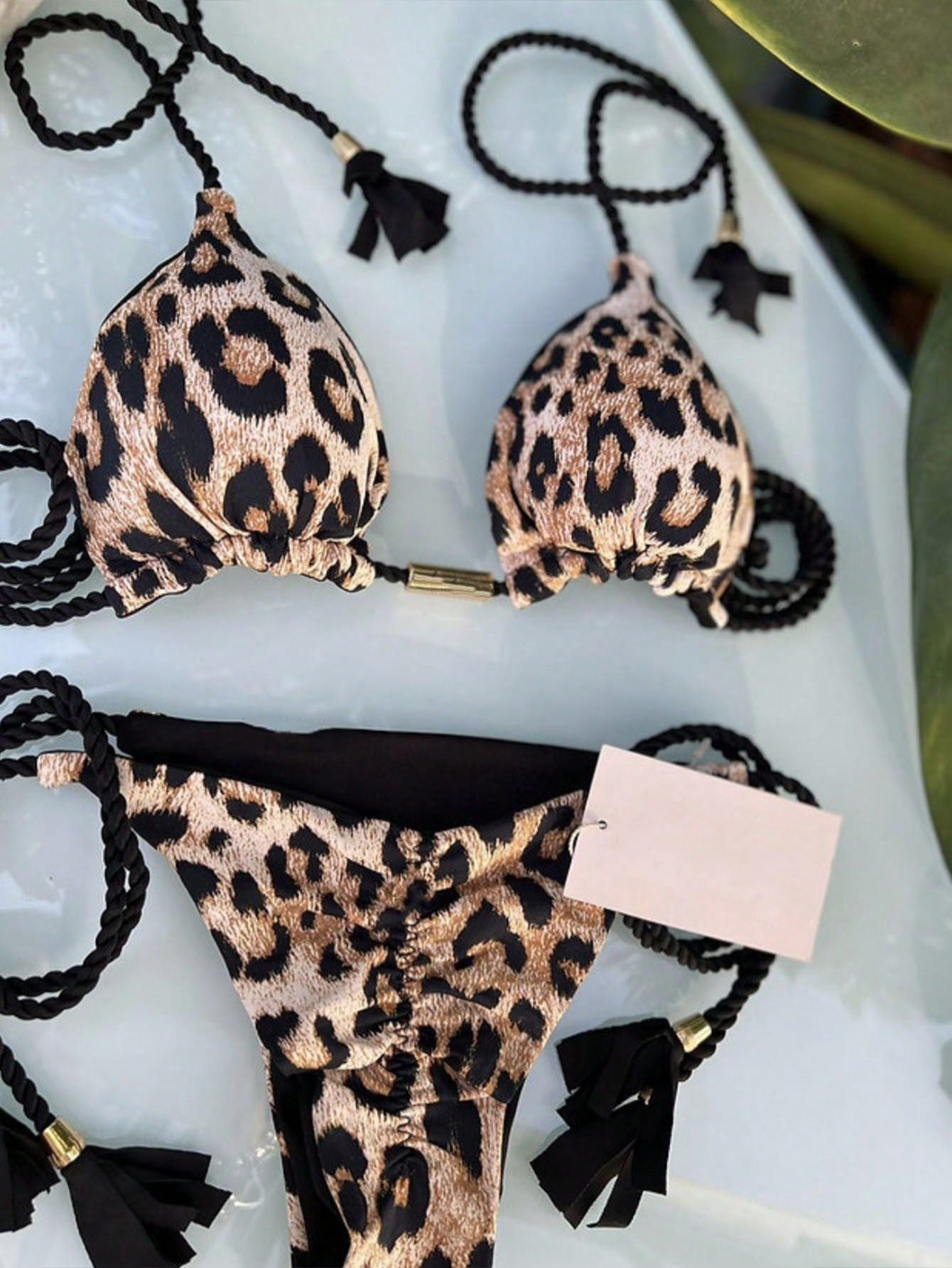 Wholesale Sexy Leopard Print Padded Bodycon Bikini Swimsuit