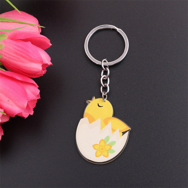 Wholesale Easter Rabbit Ear Easter Egg Metal Keychain