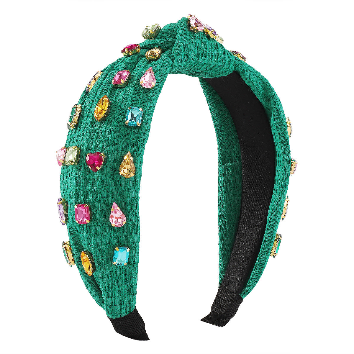 Wholesale Hair Art Full Diamond Creative Knotted Colorful Diamond Headband