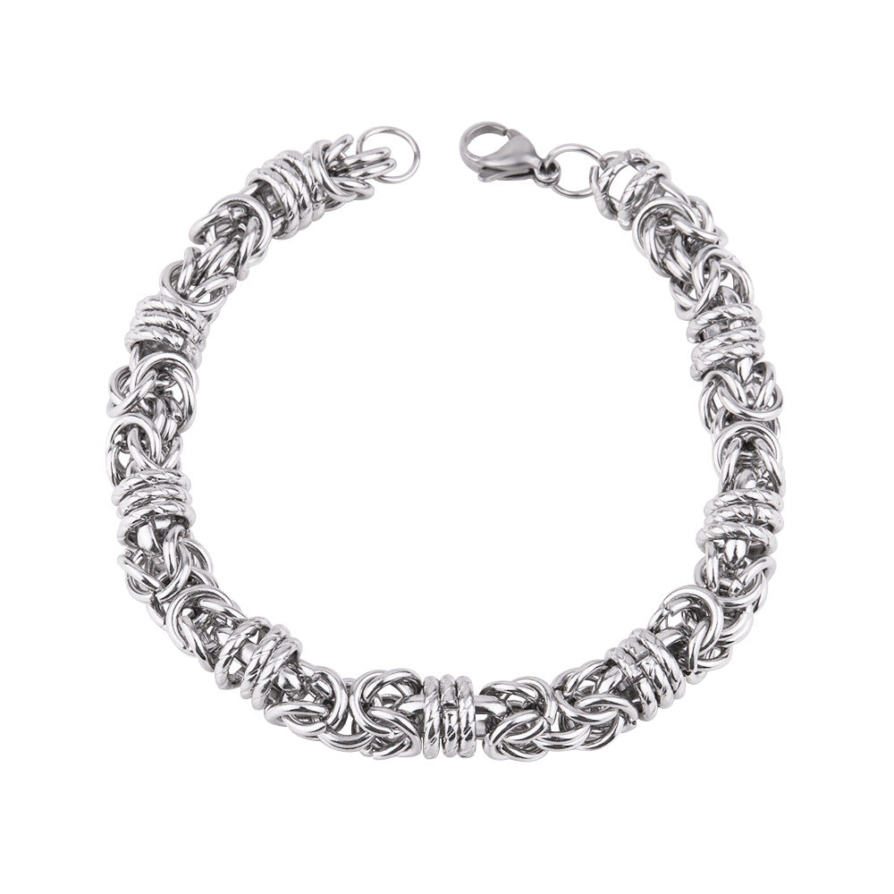 Wholesale Men's Woven Pattern Titanium Steel Bracelet