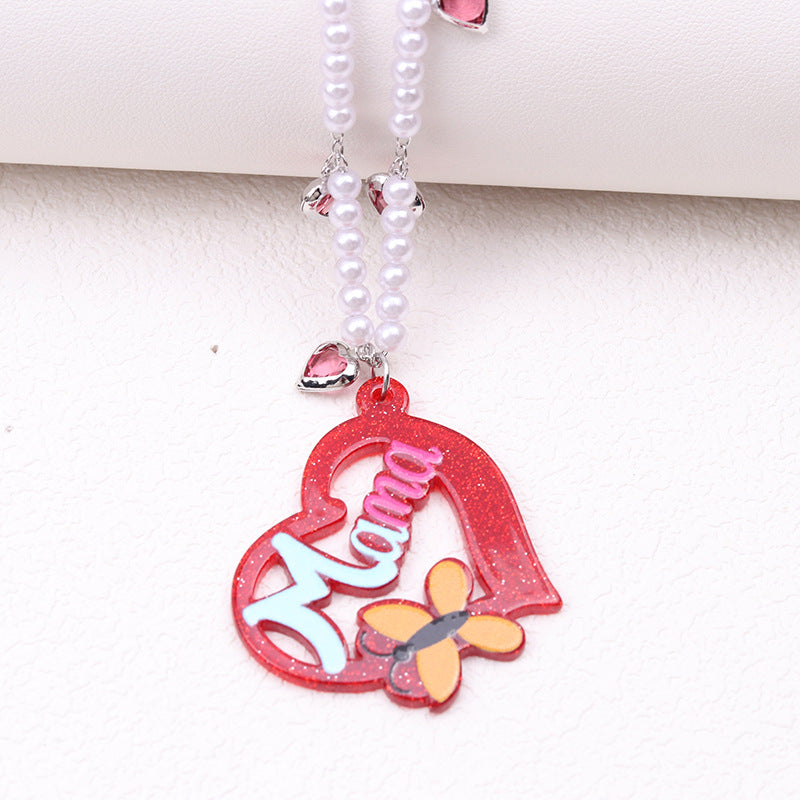 Wholesale Mother's Day Red Love Irregular Acrylic Necklaces