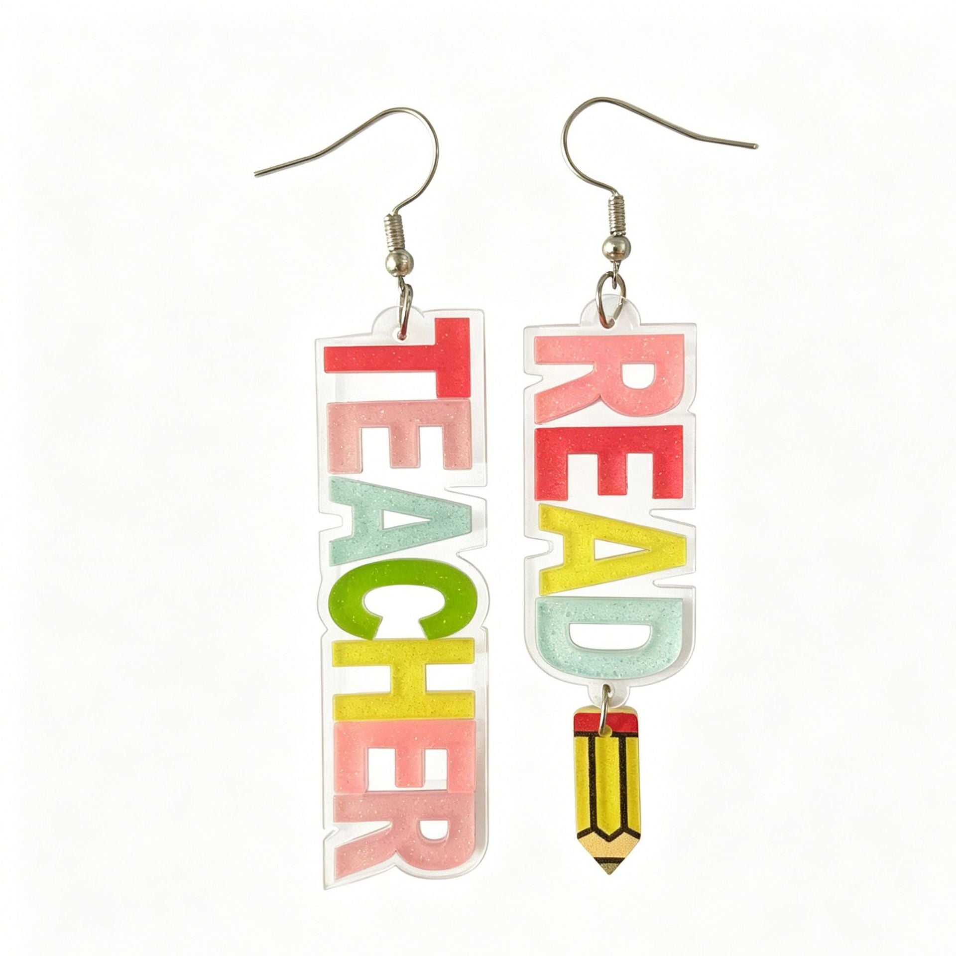 Wholesale Acrylic Spliced Letter Earrings Colorful Pencil Design Back To School Boutique Jewelry Accessory