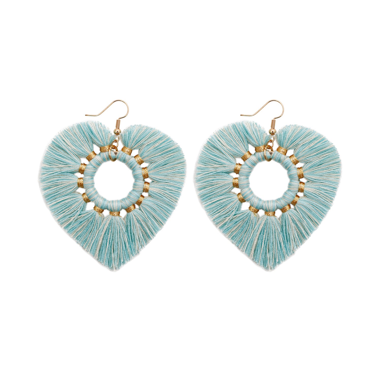 Wholesale Bohemian Exaggerated Retro Heart-shaped Ethnic Rice Beads Earrings Handmade Tassel Love Mother's Day Earrings