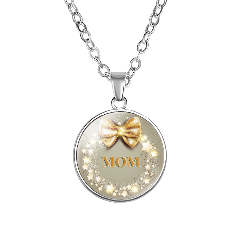 Wholesale Best MOM Time Gemstone Single Sided Alloy Necklace