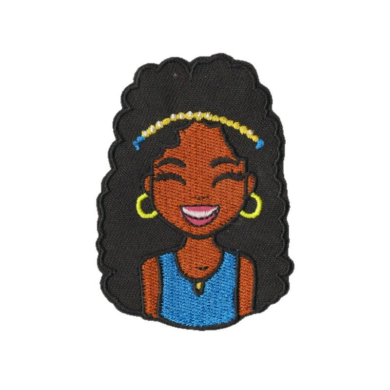 Wholesale 9 Pack Cartoon Black Character Embroidered Patches Iron On Badges For Coat DIY Craft Supply Fashion Accessory