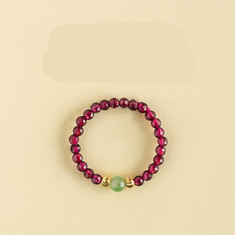 Wholesale Natural South Red Jade Agate Pearl Garnet Amethyst Ring