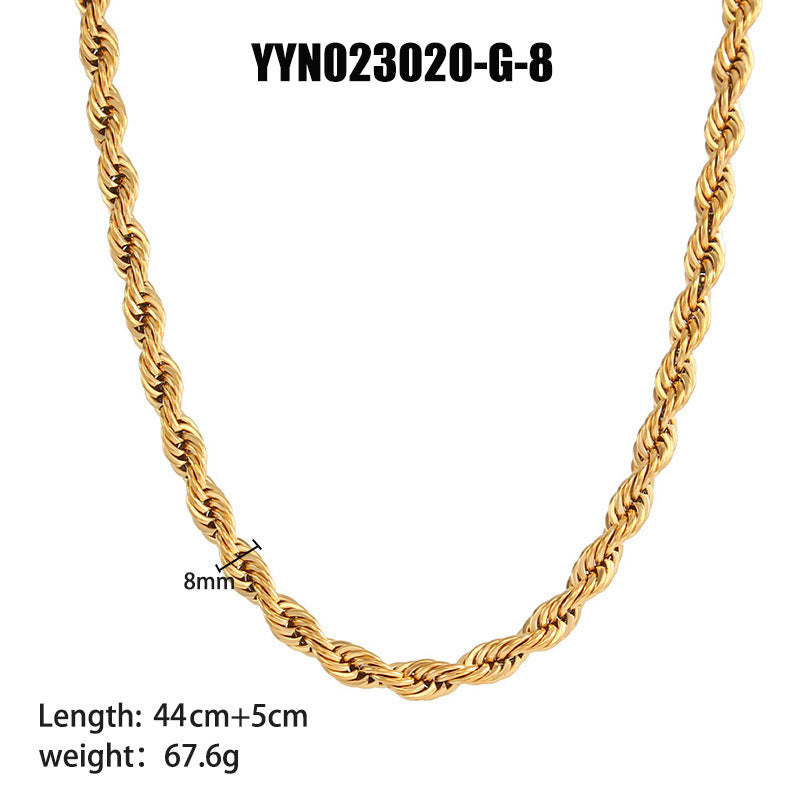 Wholesale 18K Gold Titanium Steel Twisted Ladies Temperament Versatile High-grade Flat Snake Bone Chain Necklaces