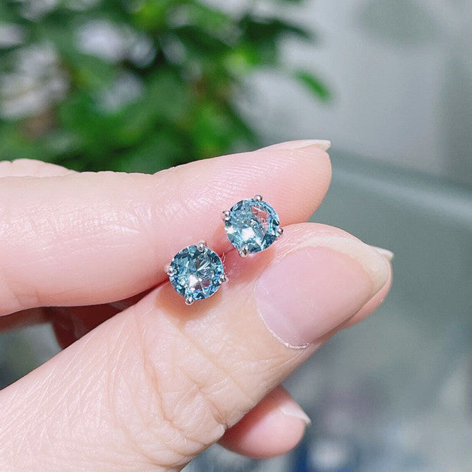 Wholesale Colored zircon four  prong stud earrings