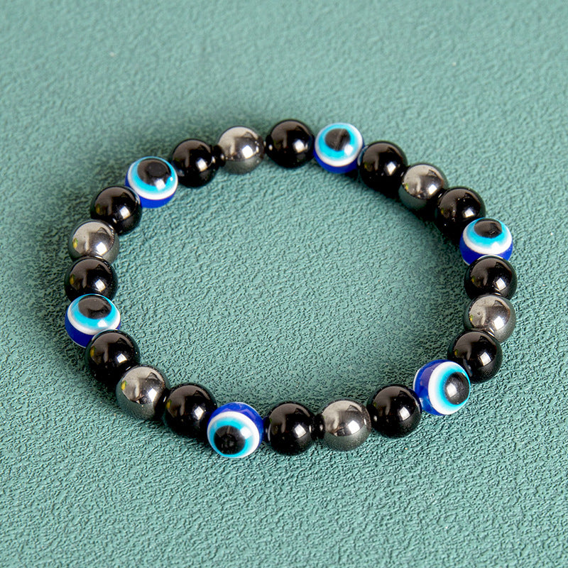 Wholesale Magnets Obsidian Evil Eye Single Circle Bead Bracelet