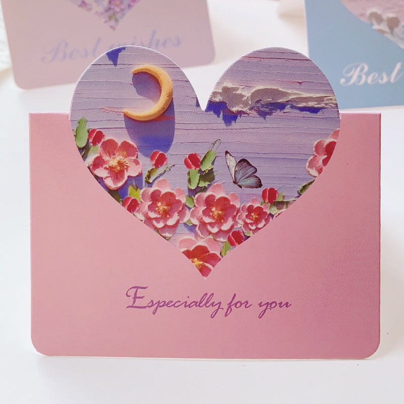 Wholesale of 10pcs/pack Mother's Day Love 3D Oil Painting Flowers Paper Greeting Cards