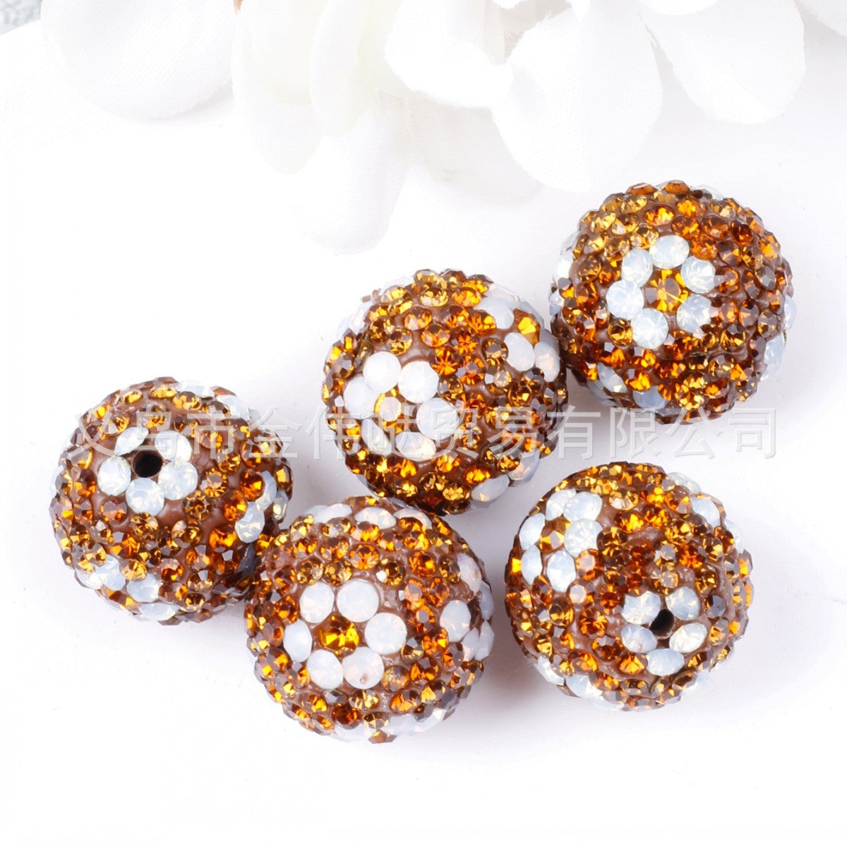 Wholesale 10pcs Full Drill Plum Blossom Soft Clay Drill Ball Straight Hole Beads