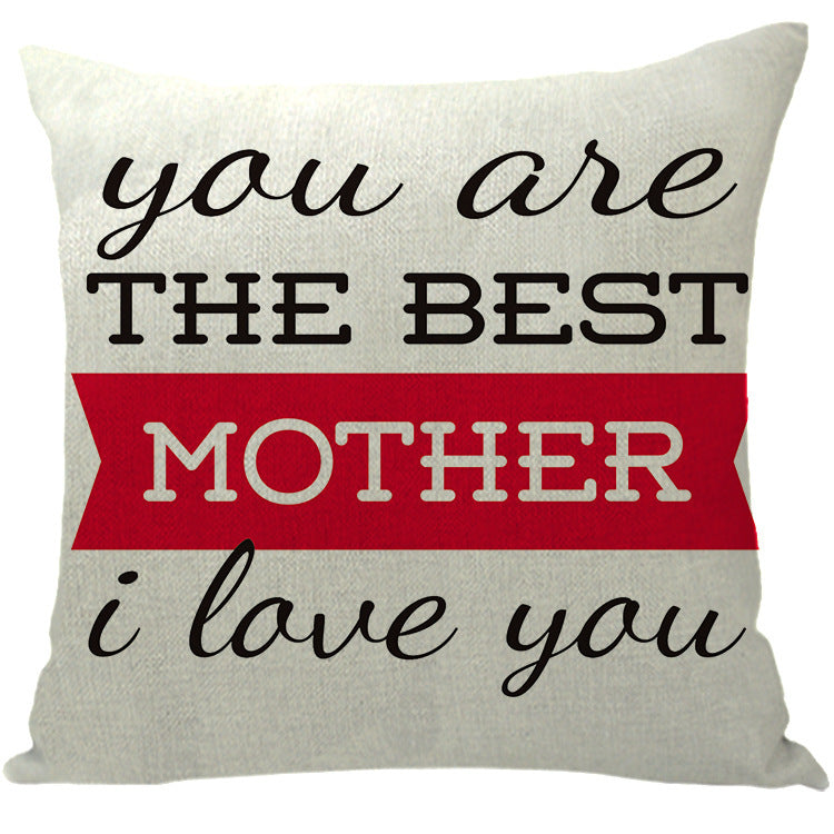 Wholesale Sofa Cushion Home Mother's Day Hug Linen Letter Print Pillowcase