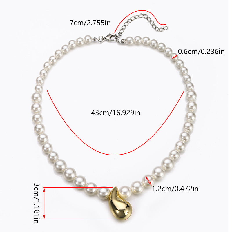 Wholesale new drop-shaped round pearl acrylic necklace ladies simple fashion adjustable sweater chain