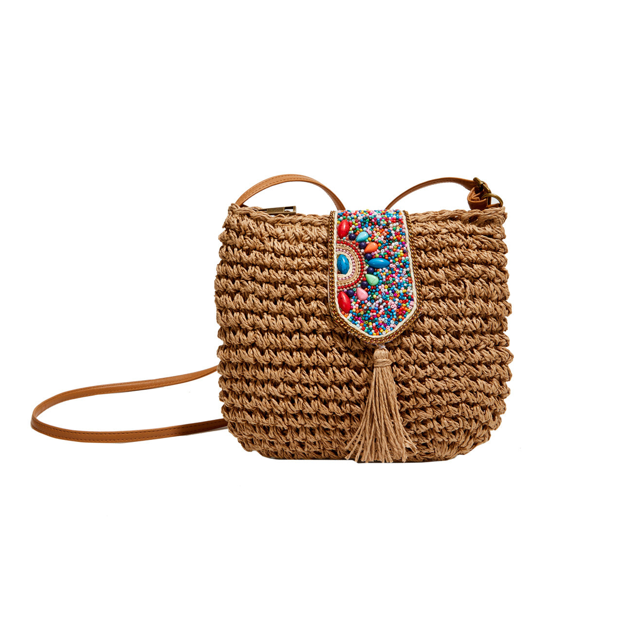 Simple design one-shoulder crossbody woven bag