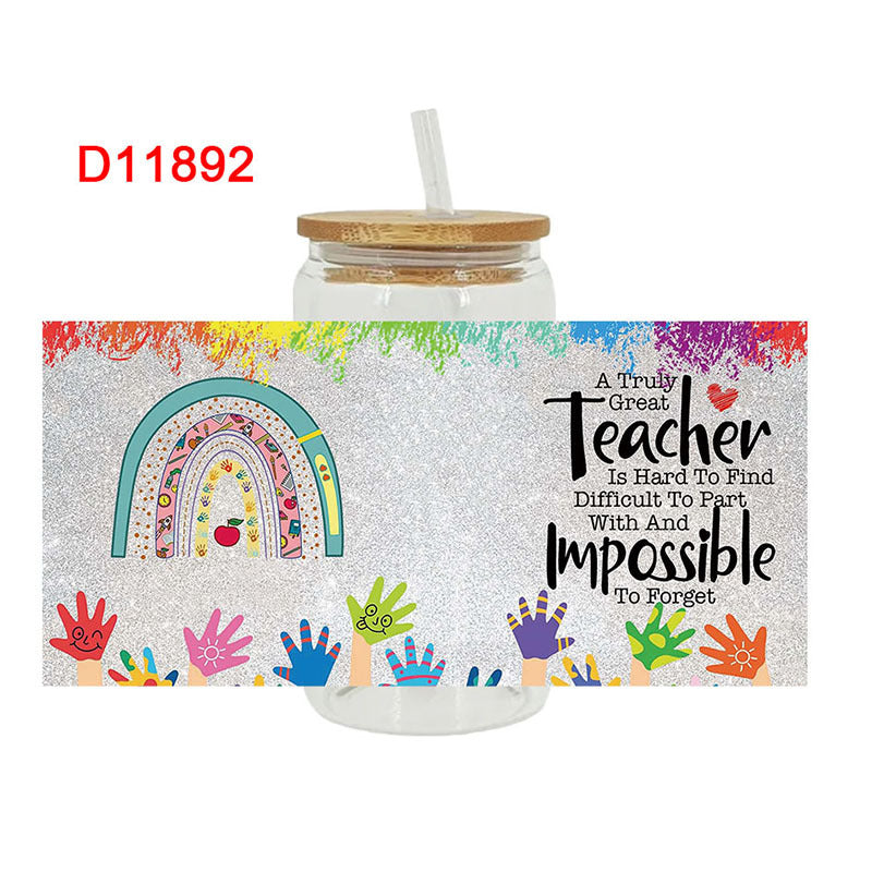 Wholesale Colorful Teacher's Day Series  16oz Cup UV DTF Wraps