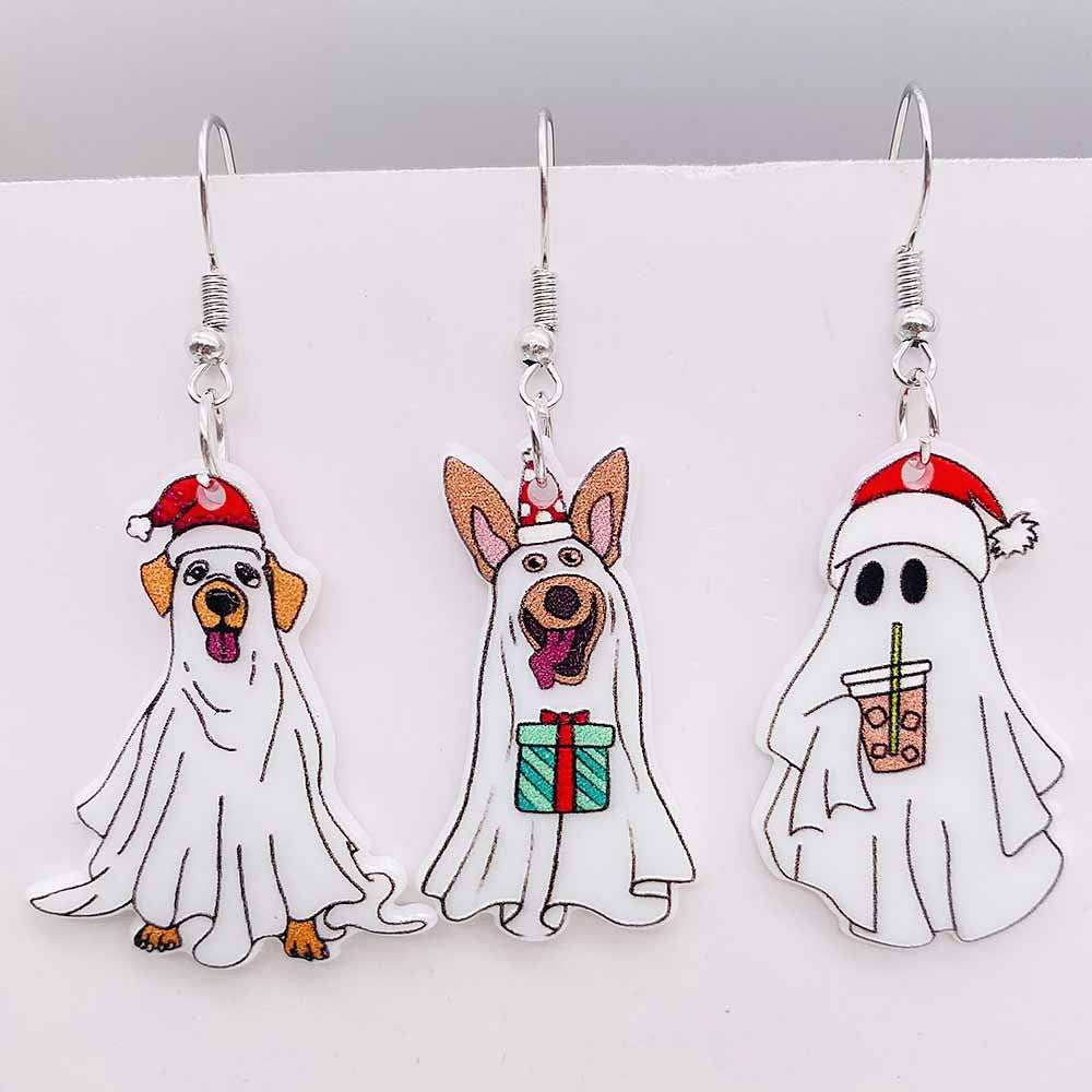 Wholesale Christmas Ghost Dog Acrylic Earrings