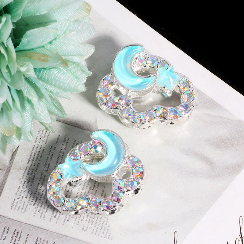 Wholesale 3pcs Fully Diamond Auspicious Cloud Star Moon Crystal Beads