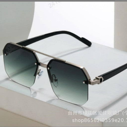 Wholesale sunglasses new boys driving big face thin driving UV protection advanced half-frame aviator sunglasses