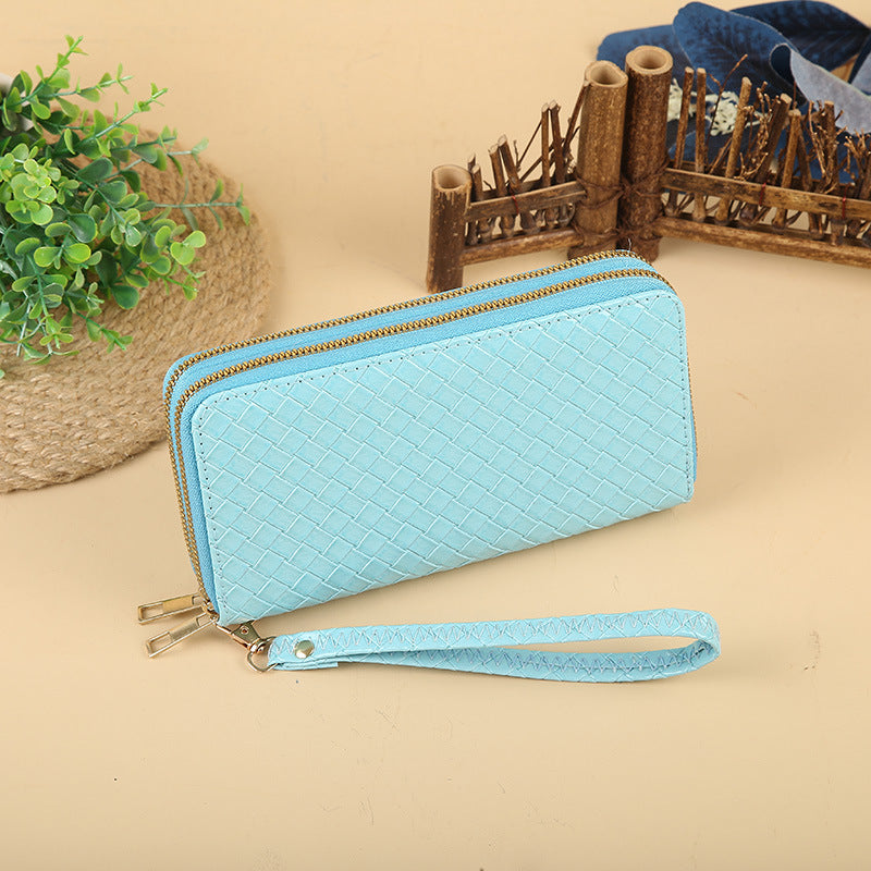 Wholesale Simple Woven Zipper Long Wallet for Women